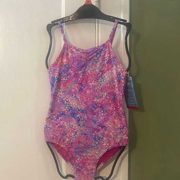 #17 Speedo youth bathing suit one piece Pink Hearts XL 16 - Picture 2 of 8